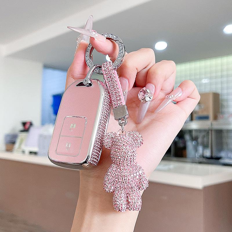 Premium Women's Car Key Case for Honda Accord, Civic, CR-V, Fit, Odyssey, Vezel, Lingpai, and XR-V