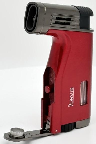 RONSON BREEZE RGL120 RED 2 jet jet lighter with puncher