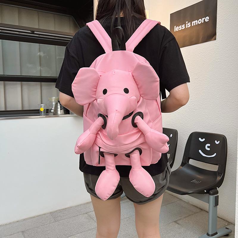 Cartoon Elephant Doll Backpack Female Large Capacity Student Backpack Female Travel Bag Doll