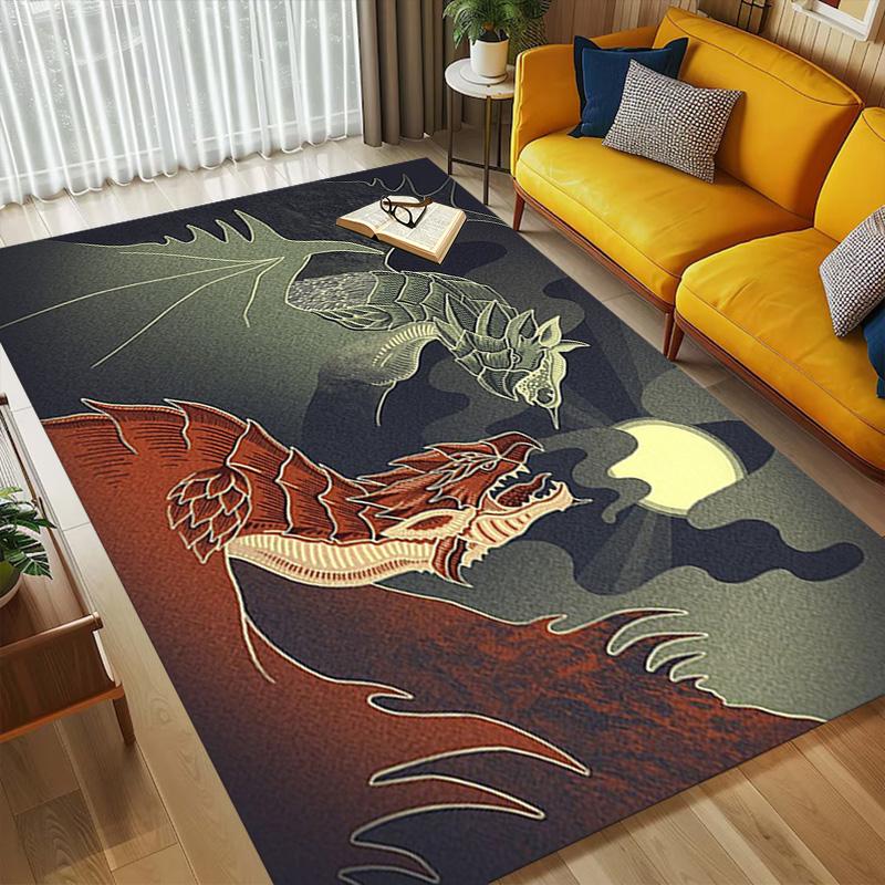 Dragon Battle Living Room Nonslip Area Rug Soft Carpet For Bedroom Game Playroom Sofa Office Home Decor Doormat Christmas Gift C9301243