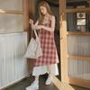 Платье-подтяжка в клетку с кружевной отделкой: Летний женский комплект из двух частей 2024 года