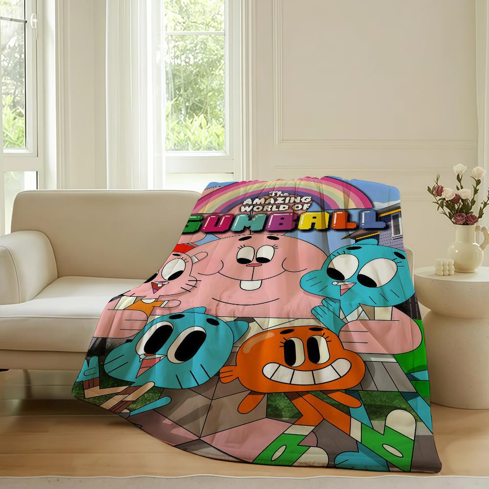 Мультяшное одеяло The Amazing World of Gumball для дивана, офиса, кровати, самолета, путешествий, сна, чтения, отдыха, кемпинга. Мягкое и теплое