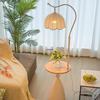 Cream Storage Shelf Floor Lamp with Ambient Light for Living Room or Bedroom