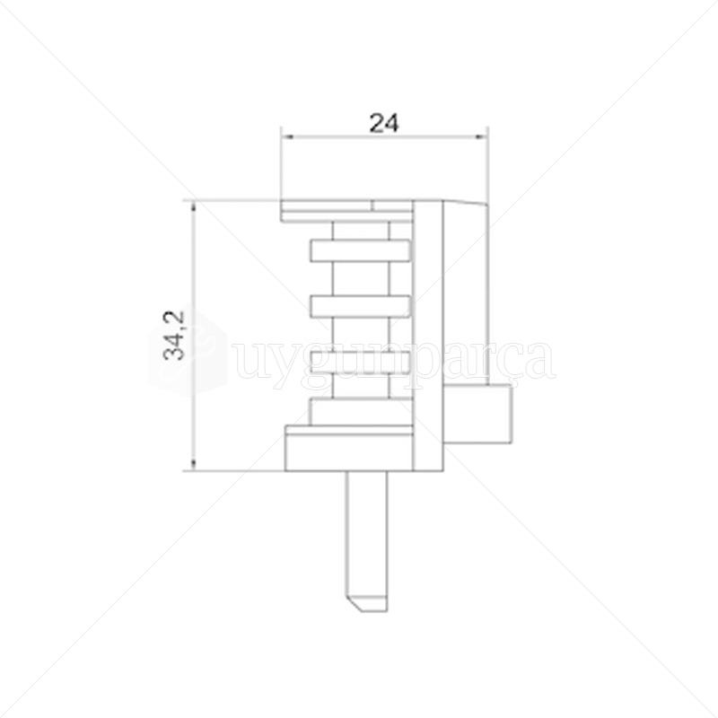 Поворотный переключатель духовки, 3-позиционный металлический вал — серия 430. 4300717D