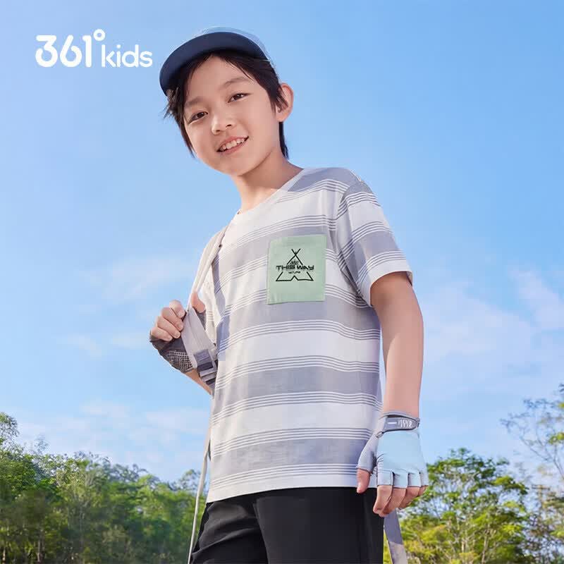 361° Boys' Summer Pure Cotton Striped Short-Sleeve Knit Top K52422210