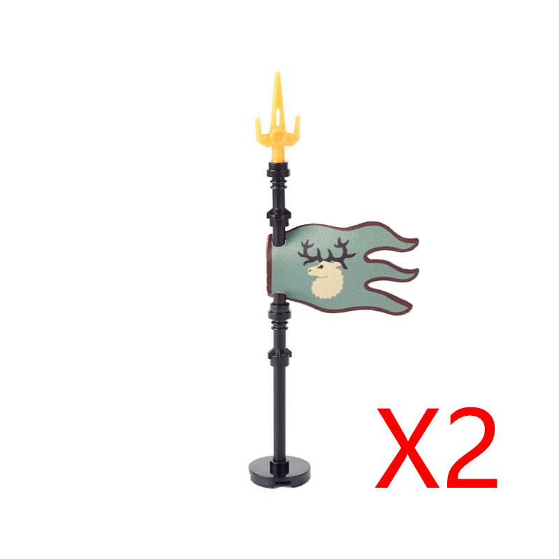 MOC Medieval Building Blocks Soldier Figures Weapons Accessories Armor Shield Flag Transport Ox Horse Mini Brick Toy Gift X010