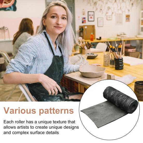 Валик для фактуры глины, инструмент для штамповки керамики, текстурированные скалки для моделирования керамической плиты, живописи