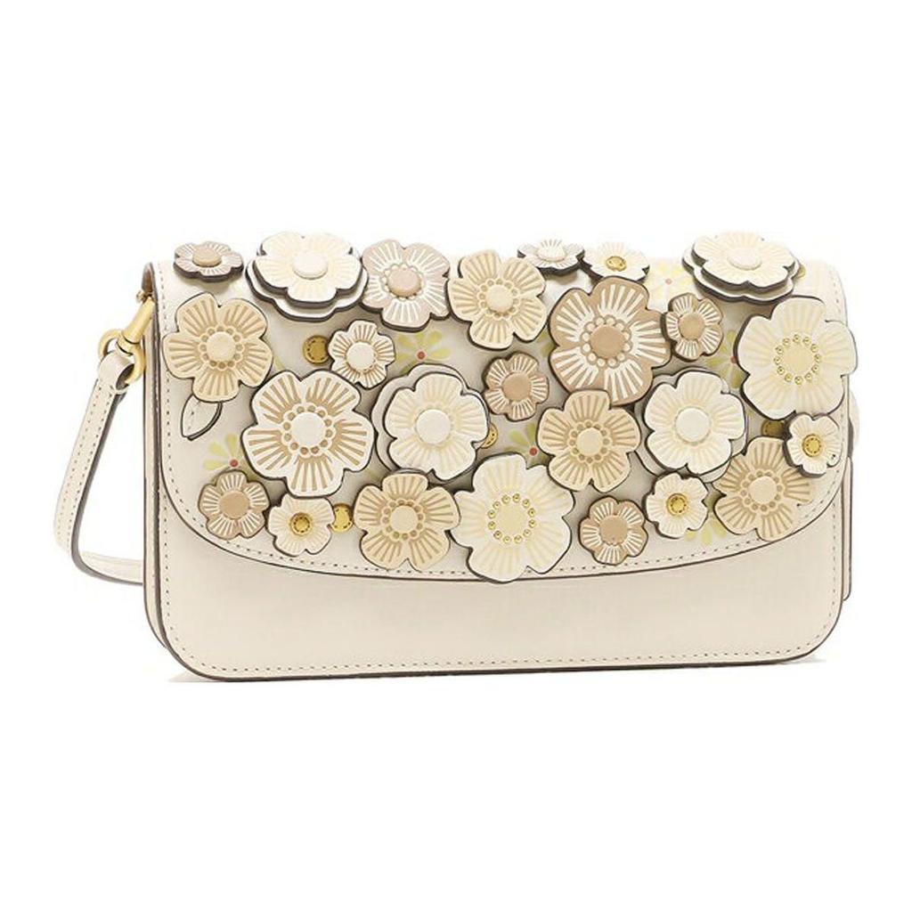 Coach Hayden 20 Camellia Pink Floral Flap Leather Envelope Shoulder Bag Small Women shoulder bag White C8559-B4CAH