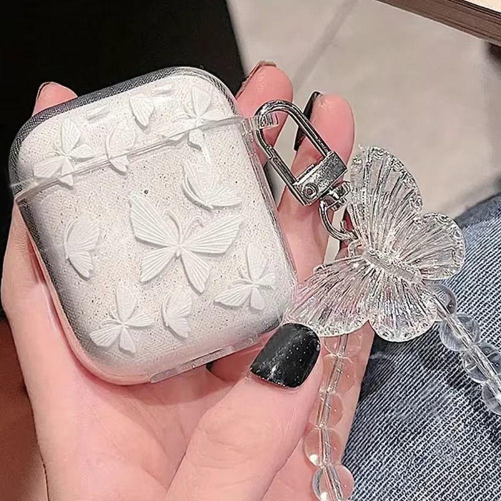 Butterfly Pendant Earphone Case with Bracelet Decorative Protective Cover TPU Earphone Accessories for AirPods 4/3/2/1/Pro/Pro2
