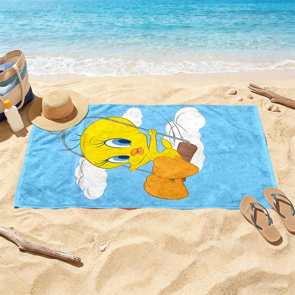 Looney Tunes Zipper Art Beach Towel Super Soft Microfiber Quickdry Fabric Comfortable Lightweight