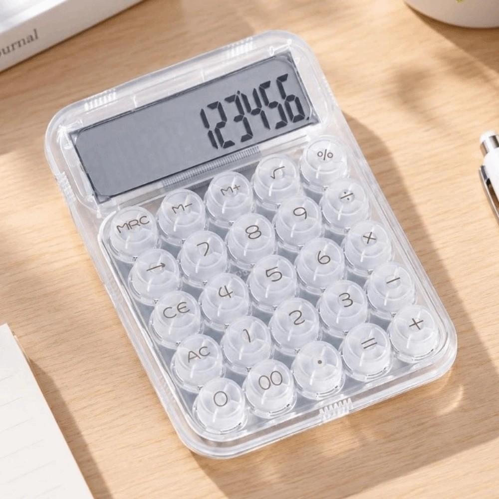 Transparent Mechanical Keyboard Calculator 12-digit Display Desktop Calculator Financial Use