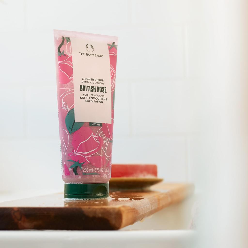 The Body Shop Shower Scrub BR 200mL British [Official] (Fragrance Rose) [Genuine Product]
