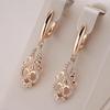 Trend Crystal Flower Drop Earrings for Women Zircon Gold Color Ethnic Bridal Earrings Vintage Fashion Jewelry