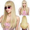 Synthetic Hair Blonde Wigs with Bangs Long Silky Straight Wig for Women Cosplay Wig Party Heat Resistant Daily Costume