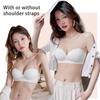 Женский невидимый бюстгальтер, женский бюстгальтер без бретелек, противоскользящая полоска, пуш-ап, без стального кольца, сплошной цвет, застежка сзади, съемные бретели, нижнее белье