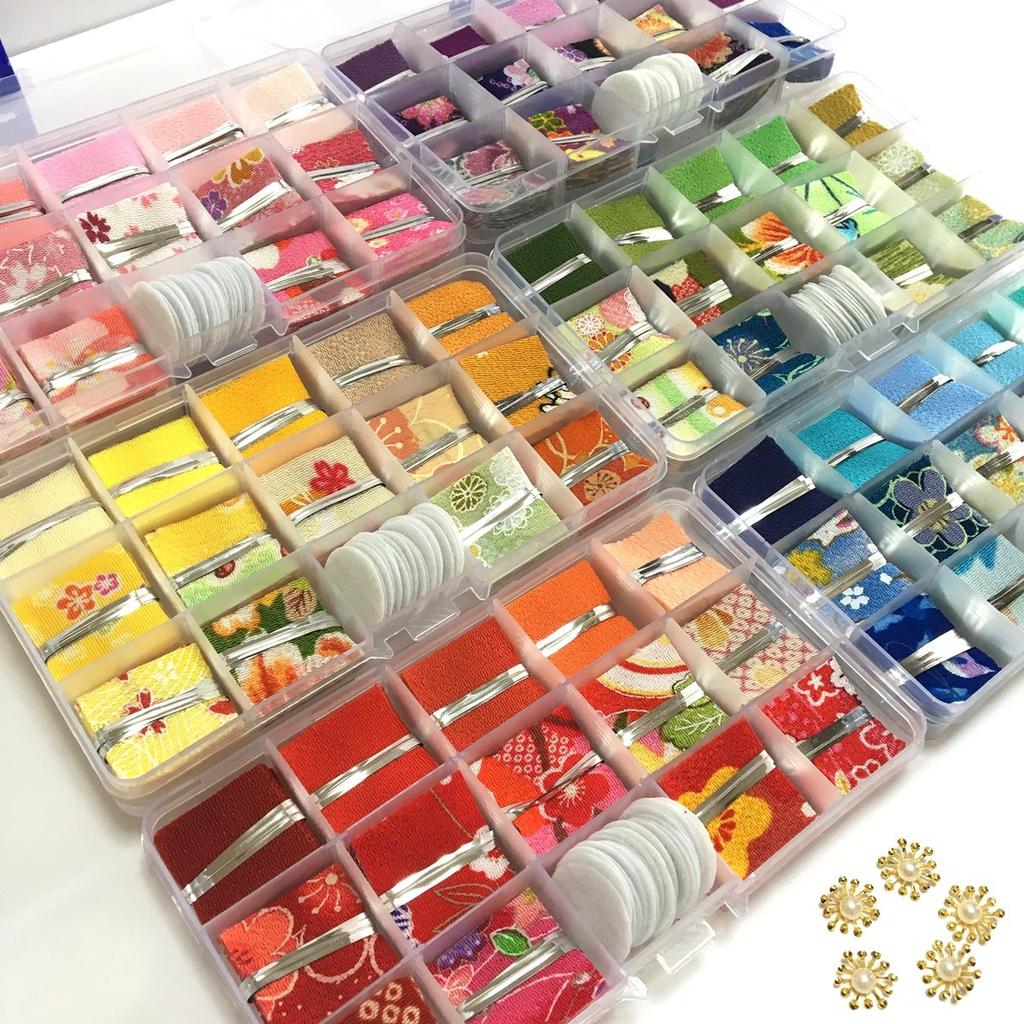 Angelicate Chirimen Felt Fabric with 14 Solid 10 Pieces Each with Flower Tsumami-Zaiku Fabric, Pre-Cut Fabric, Washers, Scraps, Colors, Colors,