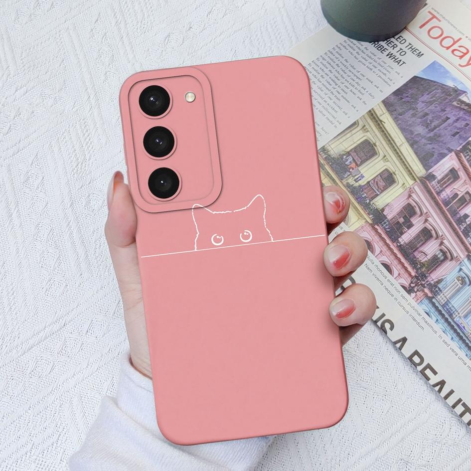 Case For Samsung Galaxy S22 S23+ S20 S21 Plus Ultra S 20 21 Cute Cat Owl Pattern Protective Liquid Square Silicone Case Bumpers For Samsung S23 Fundas