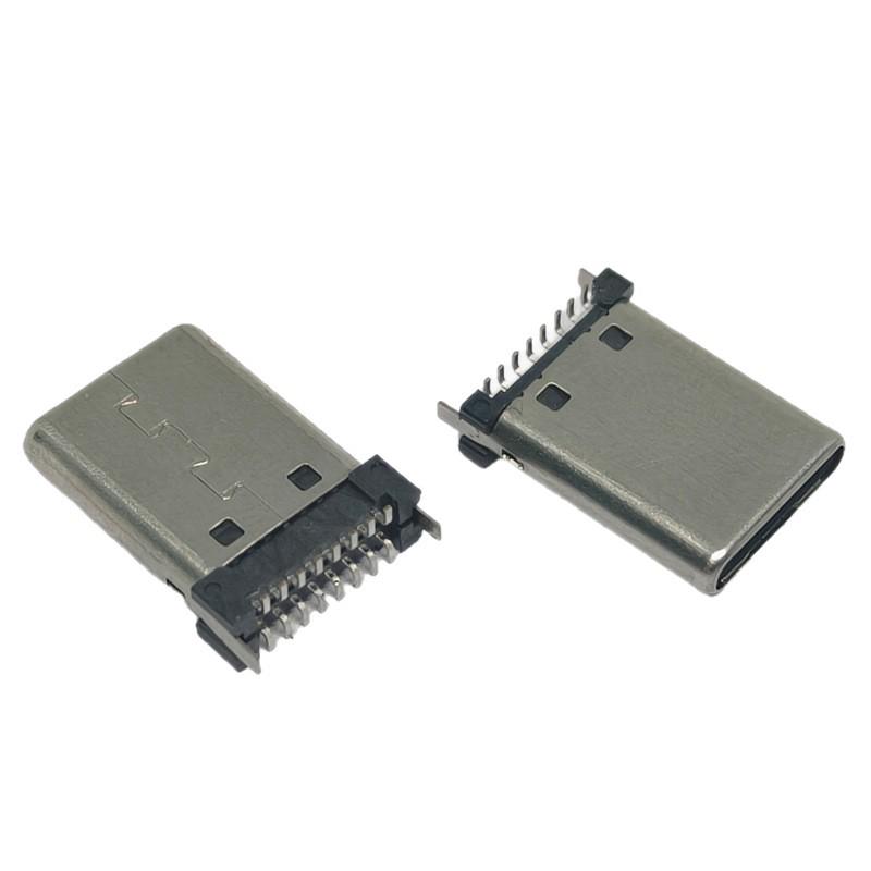 Type-C Male 16P Vertical SMD Connector, Length Options: 9.5-12.5MM