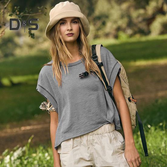 Женская беговая футболка с круглым вырезом и коротким рукавом, открытая спина, спортивный топ свободного кроя, однотонные повседневные топы для спортзала