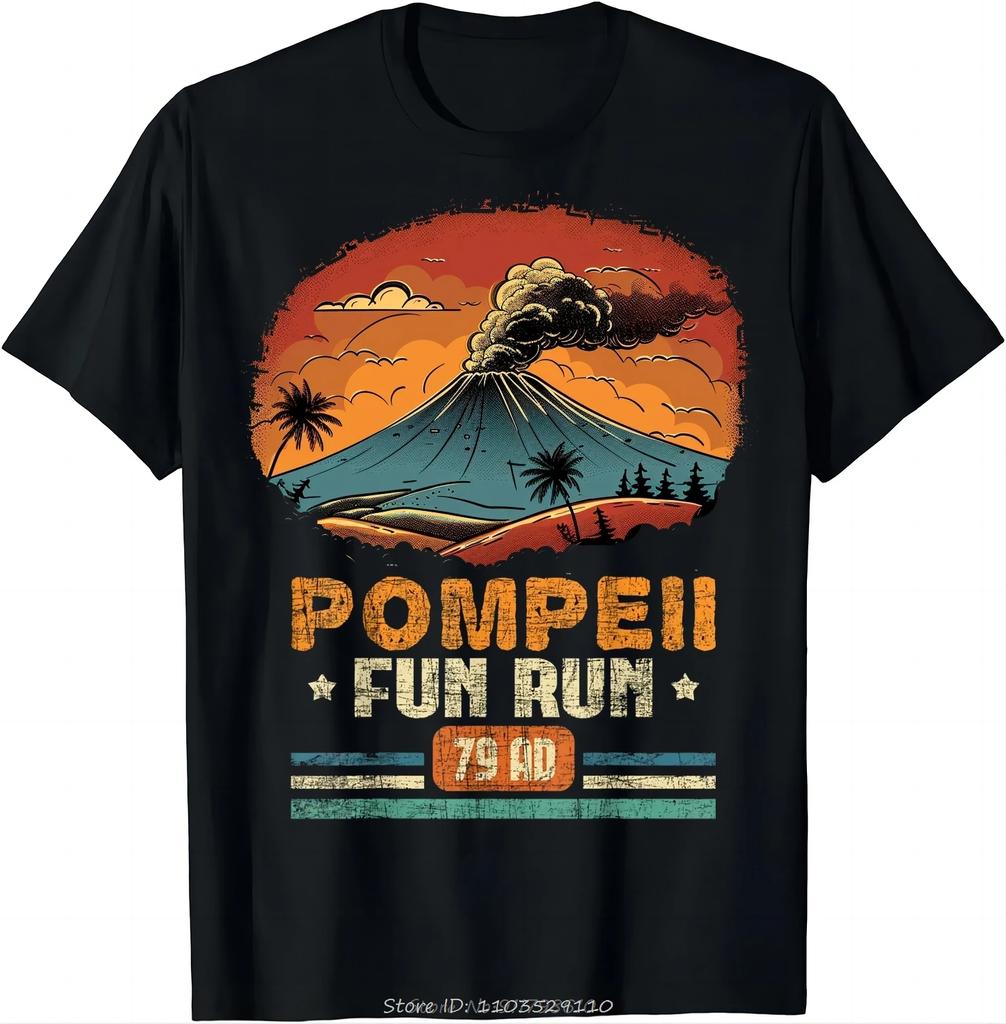 Pompeii Fun Run - География Вулканолог Футболка Вулканология Футболка унисекс с круглым вырезом большого размера Мужская одежда Футболка для фитнеса