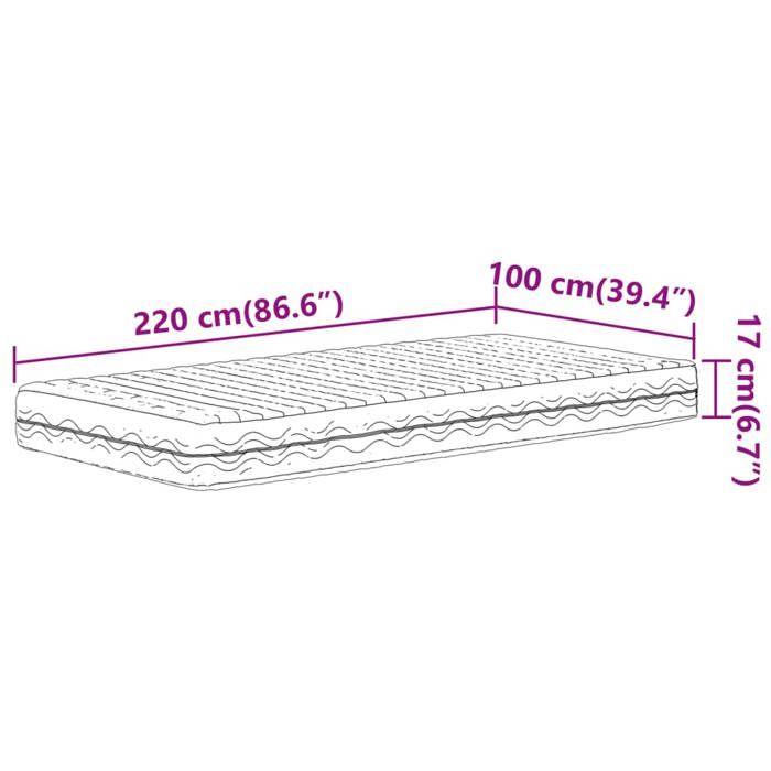 VidaXL Matelas en mousse blanc 100x220 cm dureté H2 H3,matelas de lit,matelas rafraîchissant,matelas souple,matelas 4016640
