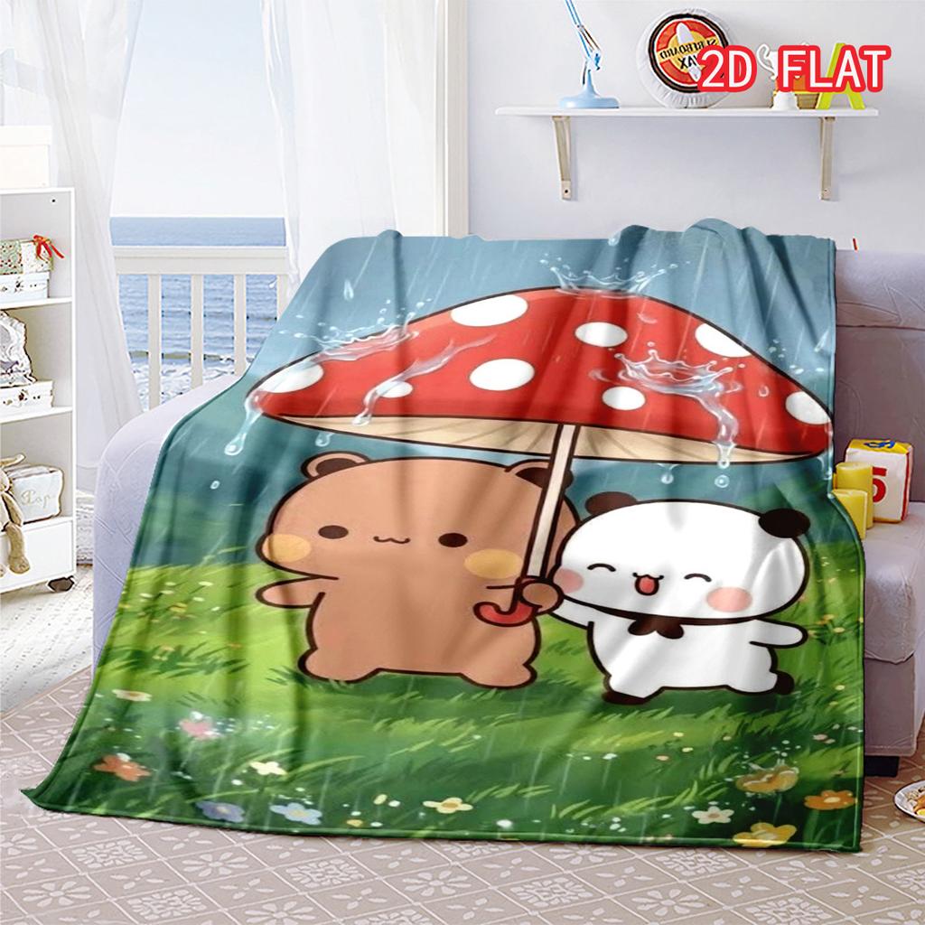 Bubu Dudu Mushroom Umbrella Flannel Blanket, Cute Cartoon Throw, Soft Warm Bed Sofa Cover Kids Gift