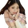 Milky Beige Plaid Thickened Scarf: Korean Style for Winter 2025