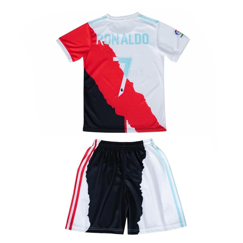 Dndtok Футбольная форма с номером 7 Роналду Комплект для тренировок Топ и шорты и дышащий и детский принт, 2 предмета для мальчиков, низ, рукава, брюки,