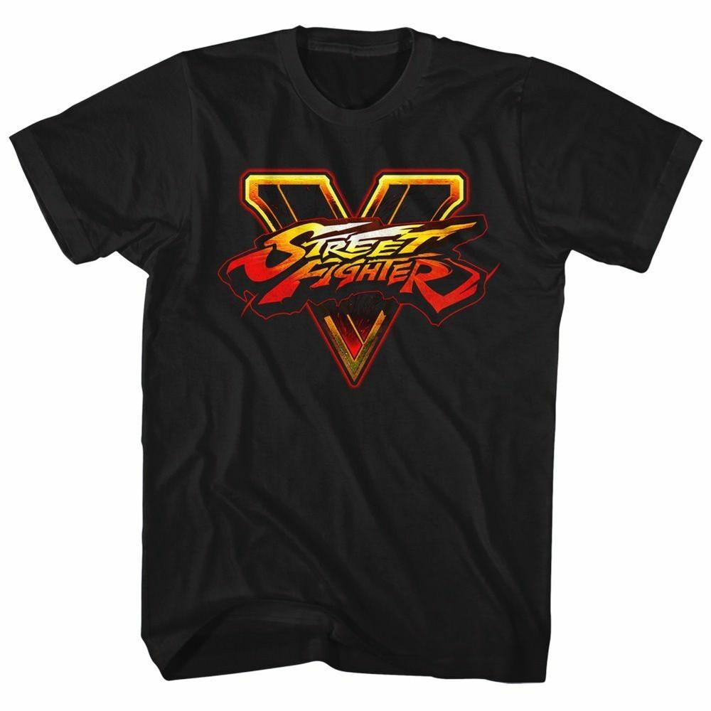 Street Fighter Sfv Логотип Черная Взрослая Футболка Унисекс Футболка