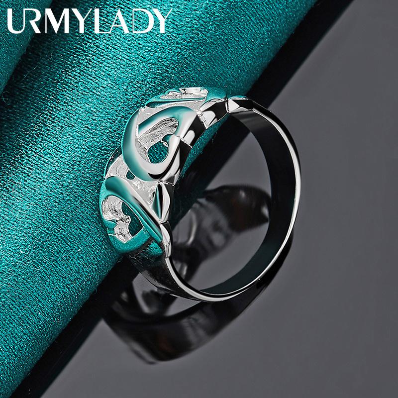 Кольцо из стерлингового серебра 925 пробы с сердцем любви 6-10 # для женщин, модные очаровательные украшения MR060