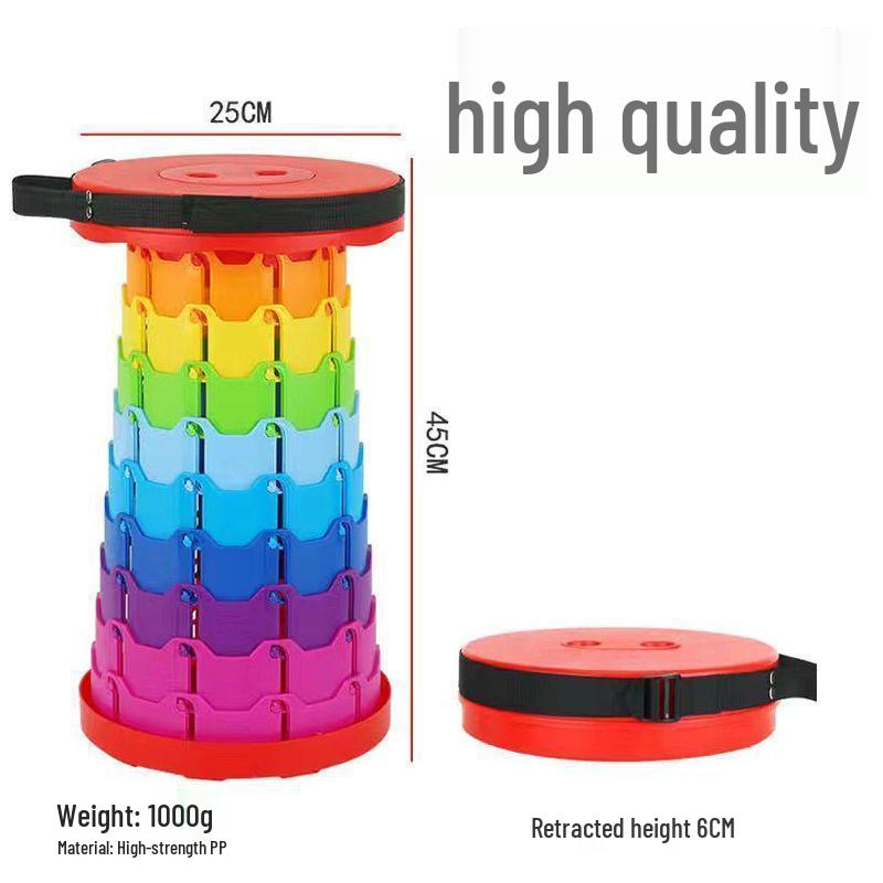 Телескопический складной уличный стул: Портативный, Утолщенный Пластик для Путешествий, Рыбалки, Балкона или Очереди.