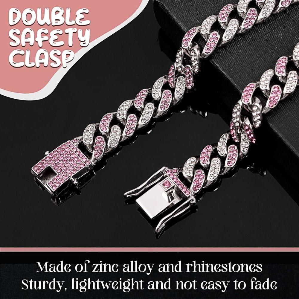 New Link Chain Dog Diamond Chain Collar Inlaid Rhinestone Diamond Link Chain Hip Hop 12mm Pet Crystal
