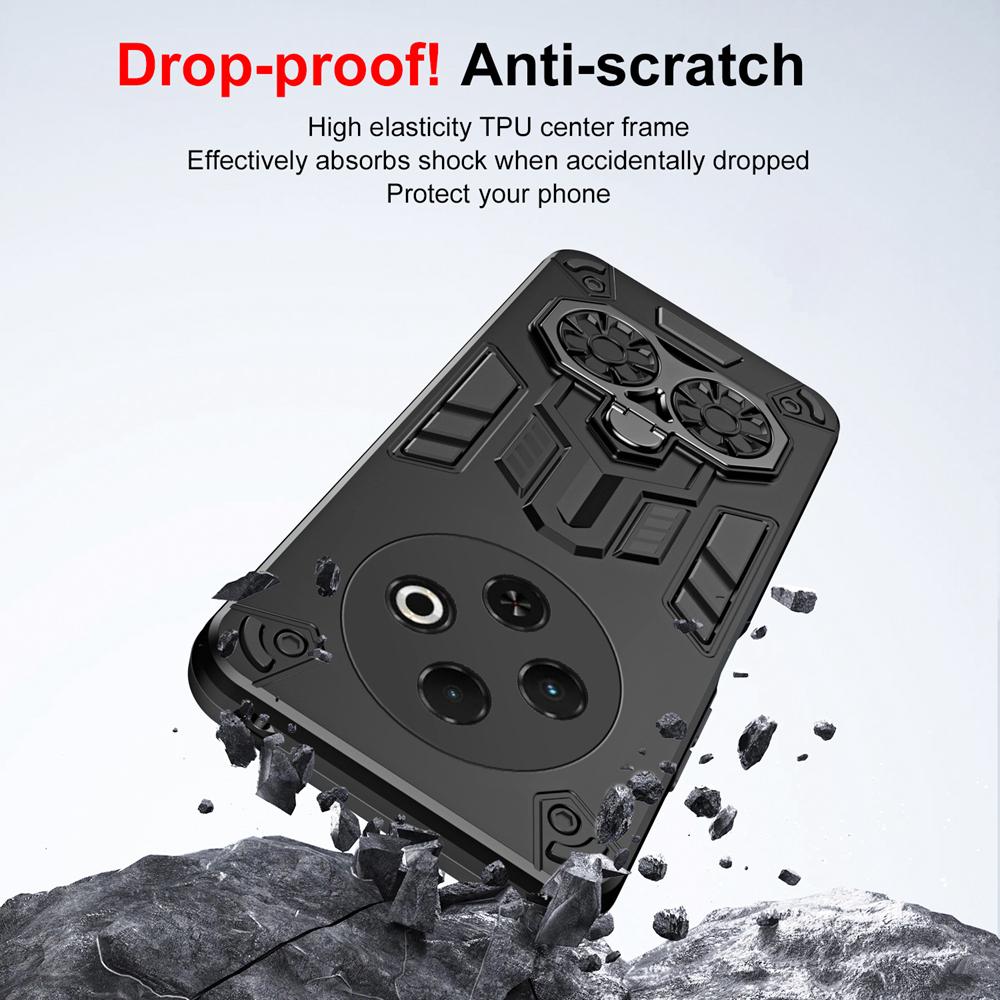 KEYSION Противоударный бронированный чехол для TECNO Spark 30C 4G Мягкий силикон+ПК Металлическая кольцевая подставка Чехол для телефона для для TECNO Spark 30 4G