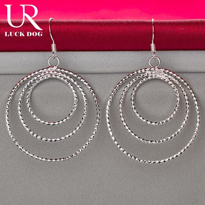 Серьги-подвески из стерлингового серебра 925 пробы с тремя кольцами, модные свадебные украшения