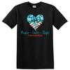 Peace Love Hope Heart PTDS Awareness T Shirt American Flag Ribbon Tee