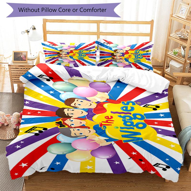 3pcs The Wiggles Bedding Set Duvet Cover Closure Includes 1 Duvet Cover & 2 Pillowcases, Soft and Comfortable for All Seasons.