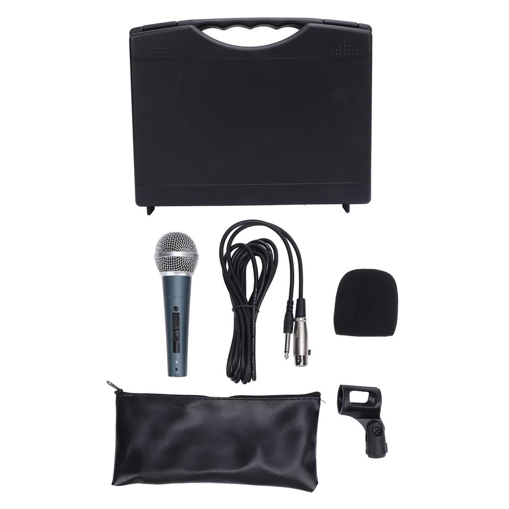 Wired Dynamic Microphone Moving Coil Dynamic Cardioid Handheld Microphone Set for Active Speakers Mixers Amplifiers Cyan