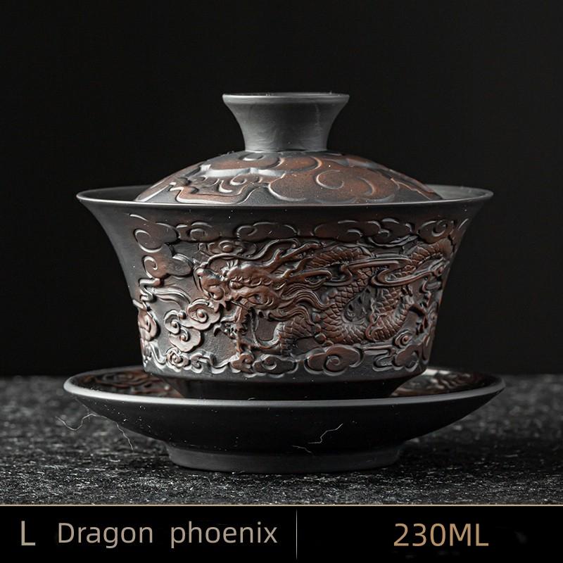 Высококачественный китайский чайный сервиз из фиолетовой керамики, гайвань, чайные чашки, крышка, миска, традиционная ручная заварка чая, чайная чашка, чайная чаша