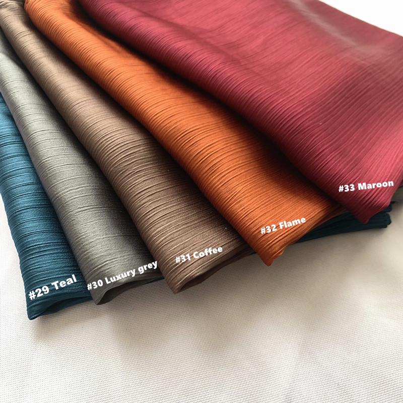 2023 Natural Wrinkled Solid Color Long Crepe Silk Scarf WJA14