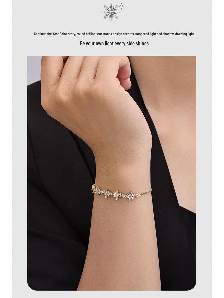 Браслет-пуловер «Снежинка из циркония»: Элегантный женский нишевый дизайн
