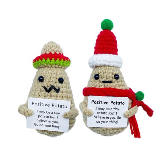 1/2 шт. вязаная крючком кукла-картошка позитивная жизнь вязаная держащаяся карточка-картошка мини рождественская настольная фигурка центральный элемент для декора вечеринки