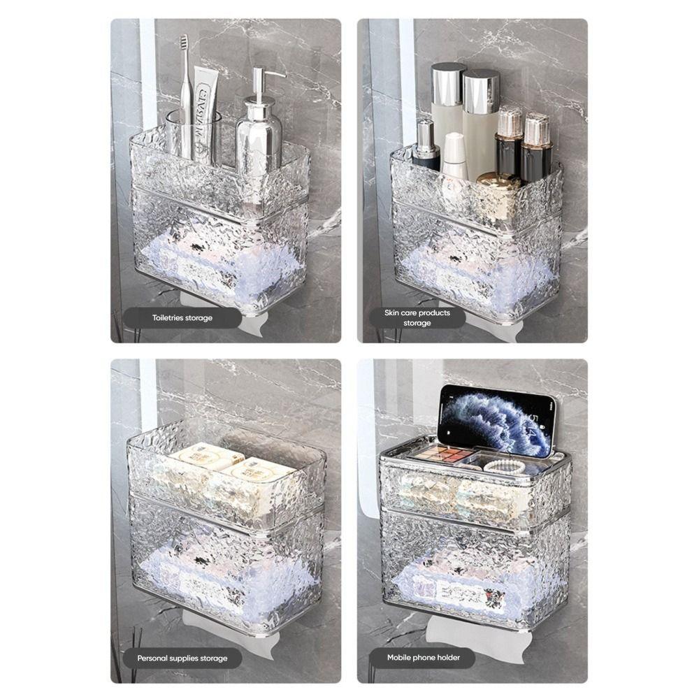 Wall Mounted Toilet Tissue Box Punch Free Toilet Paper Storage Tool Gifts Drawer Paper Box