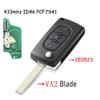 KEYYOU For Citroen C5 X7 C2 C3 C4 Grand Picasso Berlingo C6 C8 3 Buttons light Remote Car Key VA2/HCA 433Mhz ID46 CE0523 Ce0536
