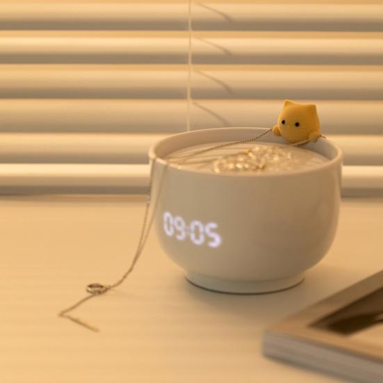 Будильники с питанием от USB Кошки Чашка с кошкой ABS Светодиодная ночная лампа Цифровые часы