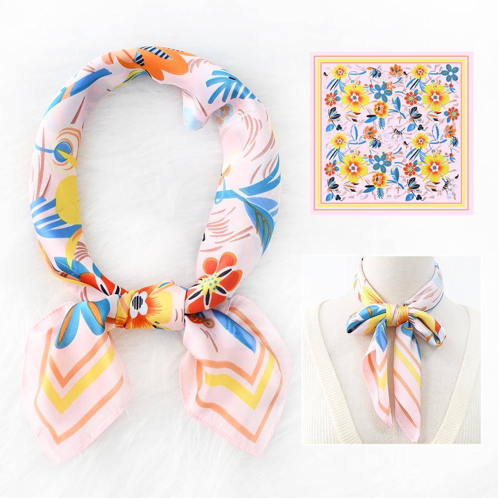 Women'S New Fashionable Atmosphere Simulation Silk Scarf Neck Protection Scarf Spring Summer Autumn Square Scarf