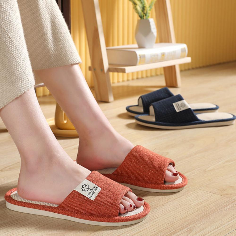 Новые льняные тапочки мужские домашние домашние нескользящие четырехсезонные хлопковые и льняные тапочки женские бесшумные