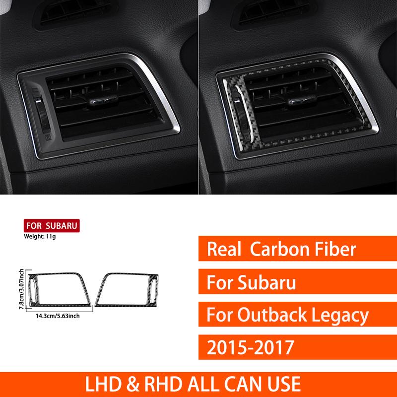 For Subaru Outback Legacy 2015-2017 Real Carbon Fiber Stickers trument Air Conditioning Vent Panel Car Accessories decorative
