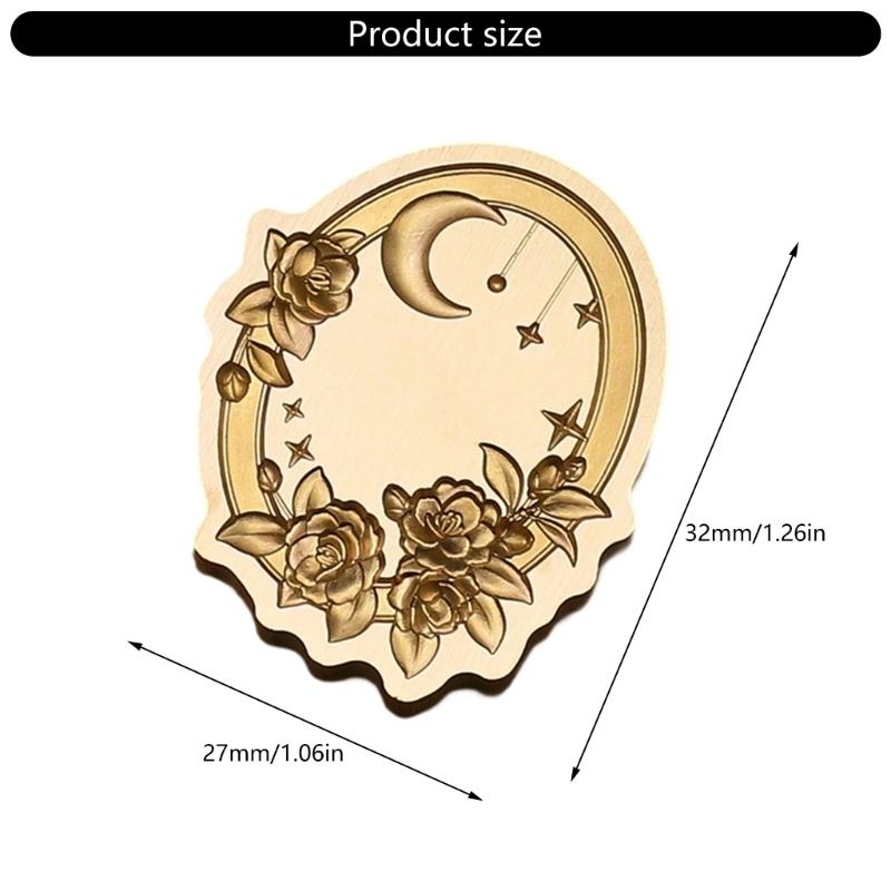 Antique Solid Brass Wax Seal Stamp Head Engraved Embossing Tool Seal Flower Frame for Handmade Letters Gift Wrapping