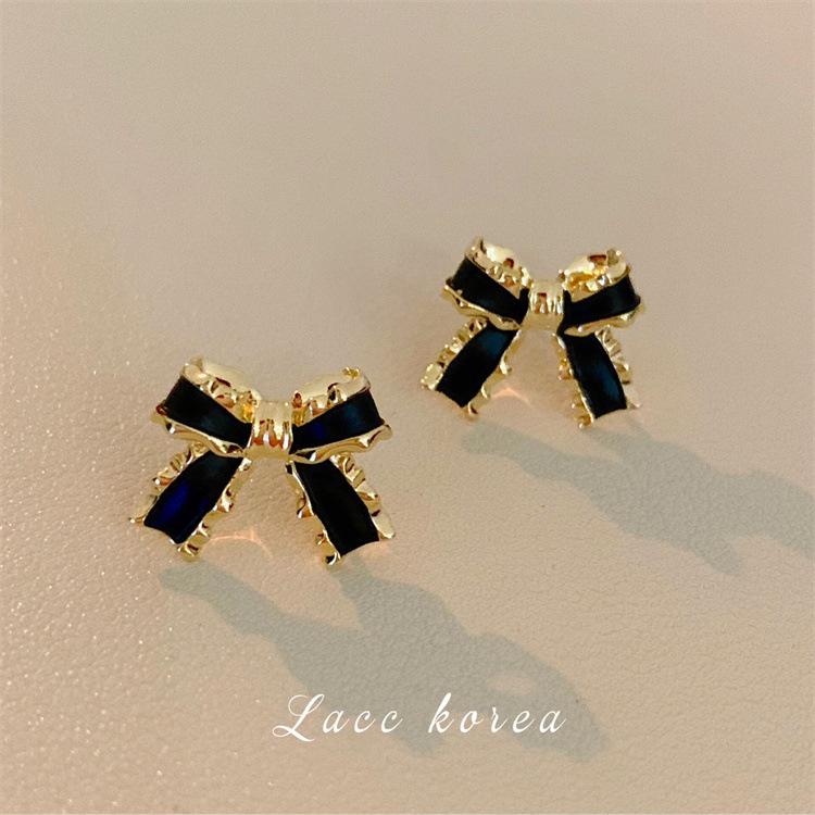 Длинные серьги-бантики из серебряных игл S925 с кошачьим глазом и жемчугом - Ретро и универсальный стиль для женщин