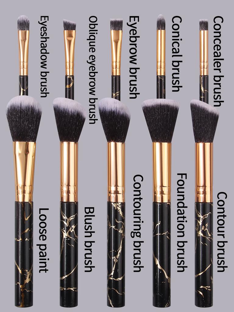 Beginner 10pcs Soft Bristle Makeup Brush Set,4 Dry and Wet Dual-purpose Makeup Powder Puffs and Spongeegg Makeup Toolcombination